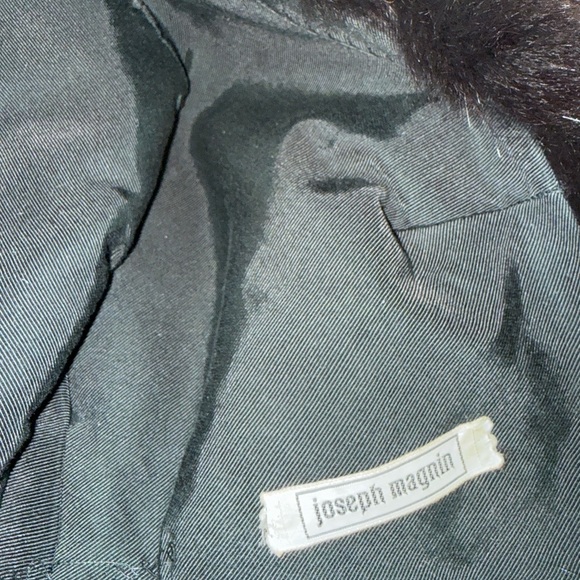 Vintage Joseph Magnin Black Mink Fur Hooded Hat with Ribbon Ties lining Chic main image 9